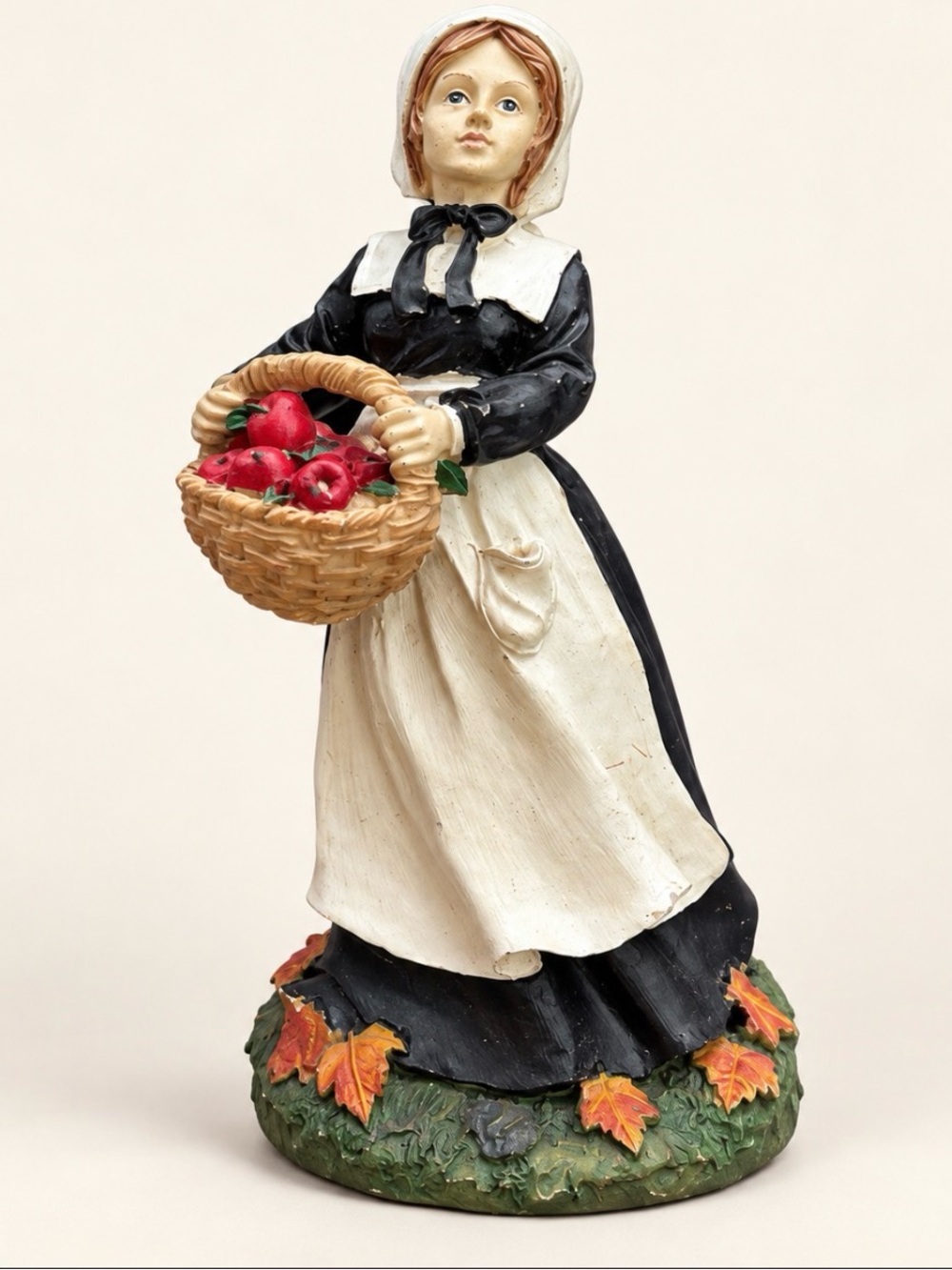 Hand-Painted Harvest Figurine, Black & Cream